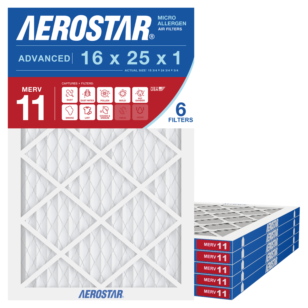 16x25x1 Aerostar Air Filter